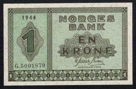 1 kr 1944 G. 5001879. Kv: 0