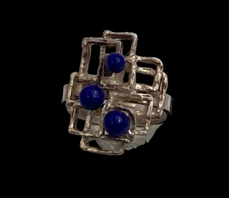 925 sølv ring med blå stener.(19)
