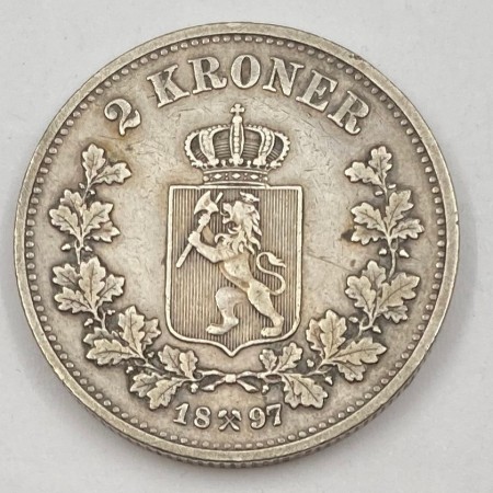 2 kr 1897. Kv 1 m/riper.