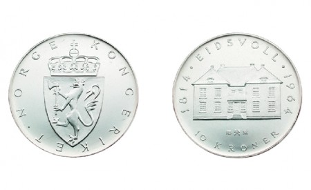 10 kr 1964 Sølv.
