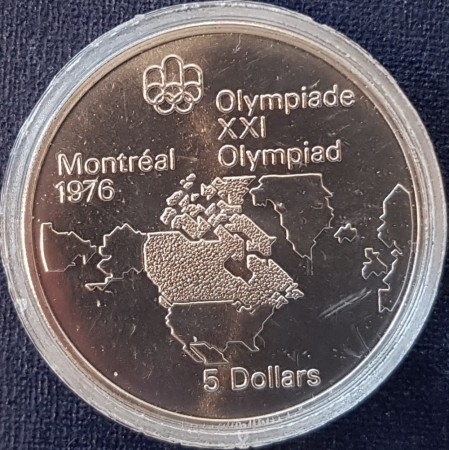 Canada: 5 dollars 1973 - Kart over Nord-Amerika