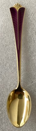 Rådhus vifte: Mokkaskje i sølv med mørke lilla emalje 10 cm