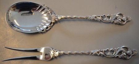 Dobbel rokokko: Anretningssett skje/gaffel 21,5 cm